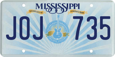 MS license plate JOJ735