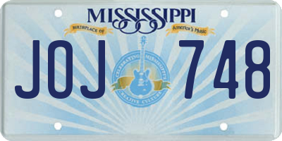 MS license plate JOJ748