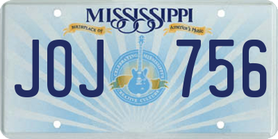 MS license plate JOJ756