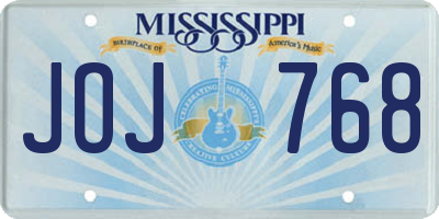 MS license plate JOJ768