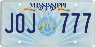 MS license plate JOJ777