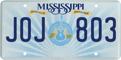 MS license plate JOJ803