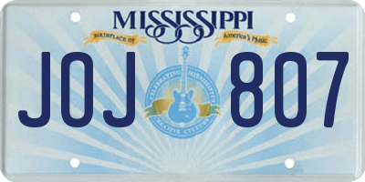 MS license plate JOJ807