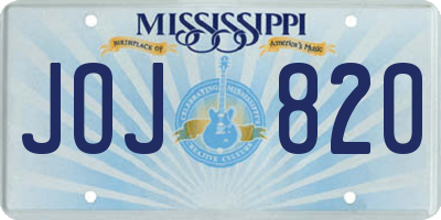 MS license plate JOJ820