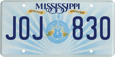 MS license plate JOJ830