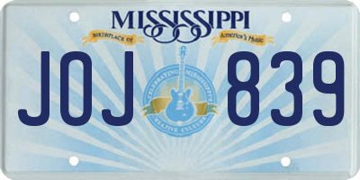 MS license plate JOJ839
