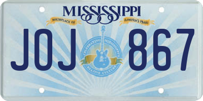 MS license plate JOJ867