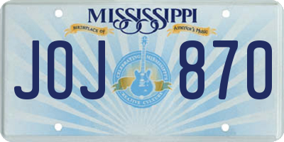 MS license plate JOJ870