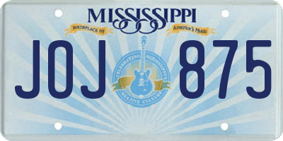 MS license plate JOJ875
