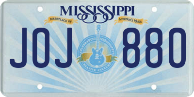 MS license plate JOJ880