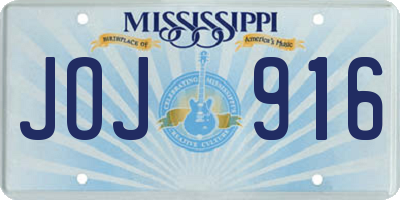 MS license plate JOJ916