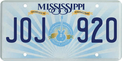 MS license plate JOJ920