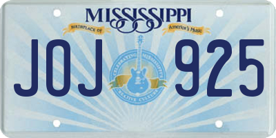 MS license plate JOJ925