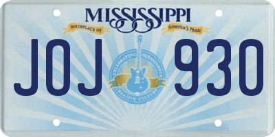 MS license plate JOJ930