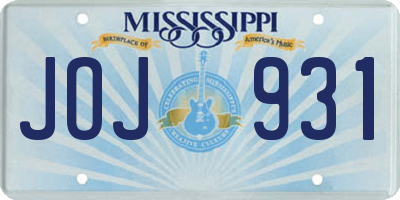 MS license plate JOJ931