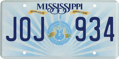 MS license plate JOJ934