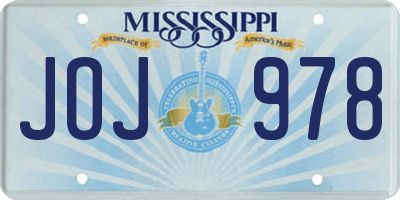 MS license plate JOJ978