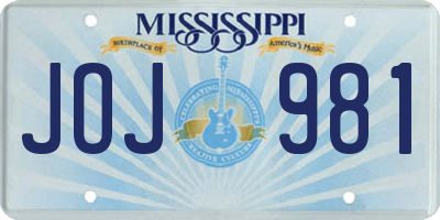 MS license plate JOJ981