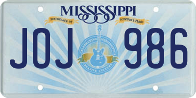 MS license plate JOJ986