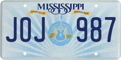 MS license plate JOJ987