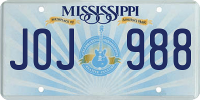 MS license plate JOJ988