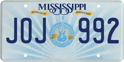 MS license plate JOJ992