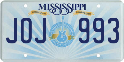 MS license plate JOJ993