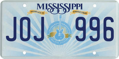 MS license plate JOJ996
