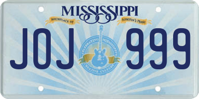 MS license plate JOJ999
