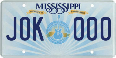 MS license plate JOK000