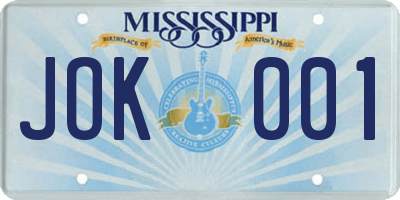 MS license plate JOK001