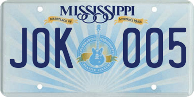 MS license plate JOK005