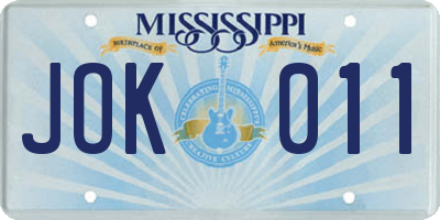 MS license plate JOK011