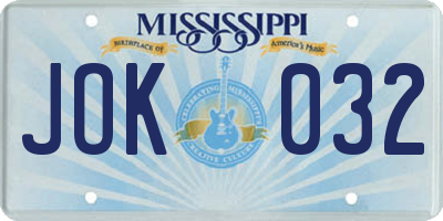 MS license plate JOK032