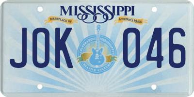 MS license plate JOK046