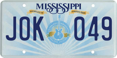 MS license plate JOK049