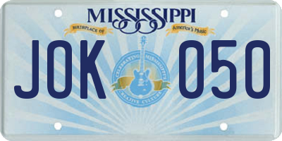 MS license plate JOK050