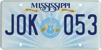 MS license plate JOK053