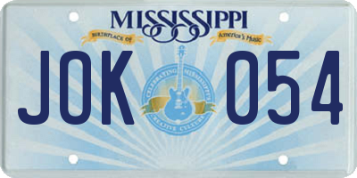 MS license plate JOK054