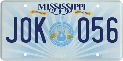 MS license plate JOK056