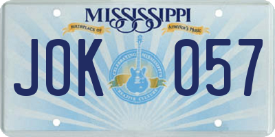 MS license plate JOK057
