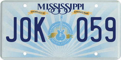 MS license plate JOK059