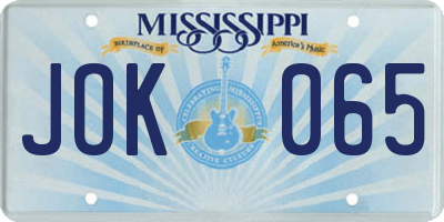 MS license plate JOK065