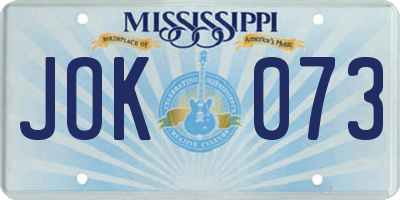 MS license plate JOK073