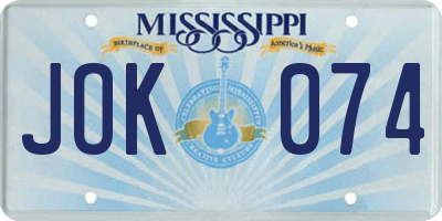 MS license plate JOK074