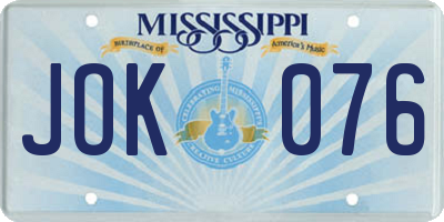 MS license plate JOK076