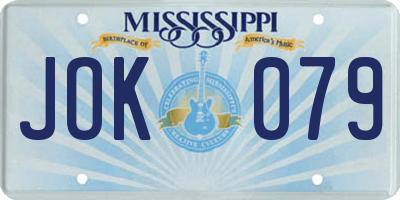 MS license plate JOK079