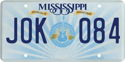 MS license plate JOK084