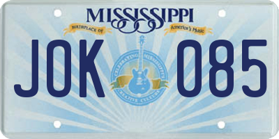 MS license plate JOK085