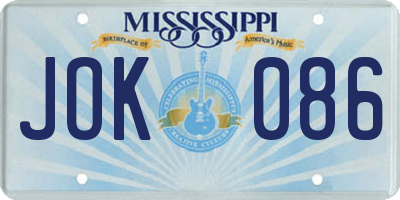 MS license plate JOK086